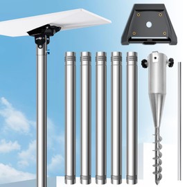 Starlink Gen 3 Pole Mount Kit, 9ft Starlink Ground Pole Mount Kit Features a Durable 1.5'' Diameter Pole with No Dig Ground Anchor, Starlink Gen 3 Pipe Adapter Included (5-Section with Ground Anchor)