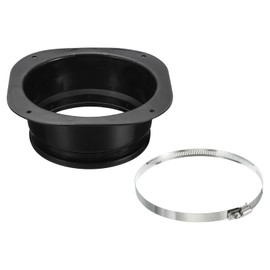 PATIKIL 6" Duct Connector Flange, Dryer Vent Wall Plate Square to Round Straight with Ducting Clamp for Air Heating Cooling Ventilation Exhaust Fan, Black