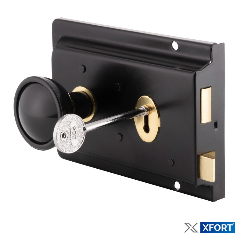 XFORT Rim Knob Set Black, Complete with A Rim Lock,