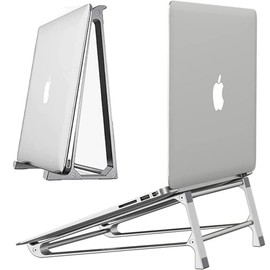 Awxlumv Laptop Stand, Aluminum Vertical Laptop Computer Stand,Ventilated Laptop Riser Notebook Holder Stand Compatible with MacBook Air Pro, Dell XPS, HP, Lenovo More 11 14 15.6 16 Inch Silver