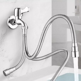 Stainless steel extension hose 50cm type, choose 1 out of 5 types Option 4) 50cm main product + washing machine faucet connector