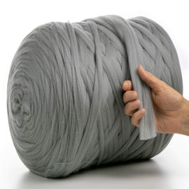 MeriWoolArt® 100% XXL Merino Wool Yarn, 2 cm Thick Wool Yarn, Felting Wool Dry Felting, Wet Felting, DIY Chunky Wool Yarn Blanket, Baby Wool, Arm Knitting Blanket Yarn (Steel, 100 g)