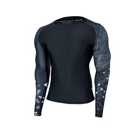 HUGE SPORTS Wildling Series Mens Rash Vest Sun Protection Quick Dry Tatami Rash Guard for Surfing BJJ Jiu Jitsu Beast Layer(Lined Alligator,3XL)