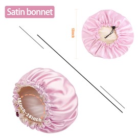 Satin Bonnet Silk Bonnet for Curly Hair Bonnet Braid Bonnet for Sleeping Bonnets for Women Large Double-Layer Adjustable Pink