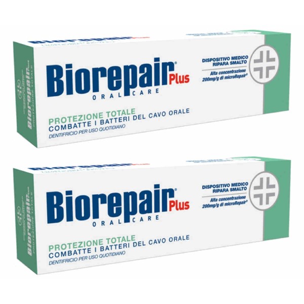 Biorepair Total Protection Daily Toothpaste - 2.54 Fluid Ounces (75ml) Tubes (Pack of 2) [ Italian Import ]