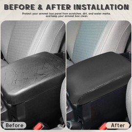 ramuel Compatible with Center Console Armrest Cover Pad PU Leather Arm Rest Mat Middle Console Covers Lid Protector Pad for Toyota Tacoma 2016 2017 2018 2019 2020 2021 2022 2023 Black