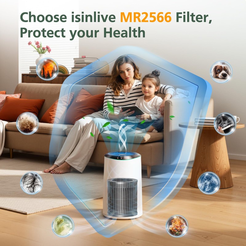 2 Pack MR2566 Filter Compatible with MORENTO MR2566 Air Purifi-er,