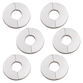 AYVRUOP Pack of 6 Rosettes Cover for Pipes, 28 mm, Stainless Steel, Rosettes for Radiator Pipes, Heating Pipe Cover, Split Two-Piece Pipe Sleeves, Pipe Cover for 28 mm Hole, black