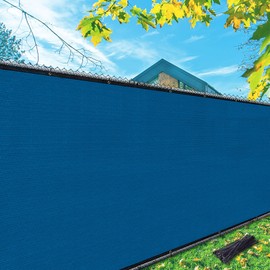 iCover 4x12ft Fence Privacy Screen, Heavy Duty Fencing Panels Screens, Outdoor Shade Cloth Mesh Barrier, Reinforced Bindings and Brass Grommets, Cable Zip Ties Included, Blue