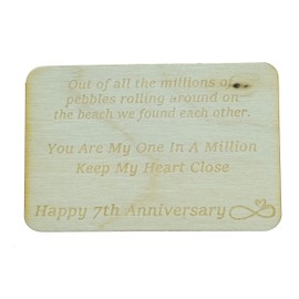 7th Your My One In A Million Gift - 7th Anniversary Metal Heart Pebble Gift -Keep My Heart Close