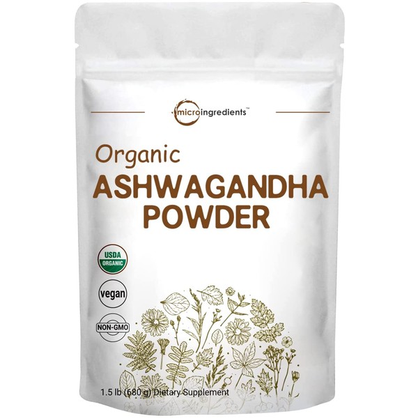 Pure Organic Ashwagandha Root Powder 1.5 Pound Adaptogenic Ayurvedic Herbal Supp