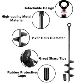 18" Ground Anchor, Heavy Duty Earth Anchors Swing Sets Anchor Kit with T-Handle Hex Wrench for Gazebo,Mobile Home,Camping Tent, Inflatable Castles, Sheds, Trampoline,Carports(Round,6Pcs)