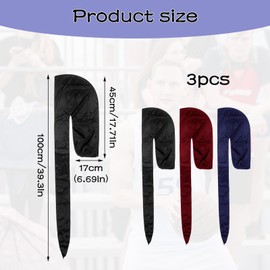 Durag Cap,3 PCS Silk Durag Long Tail Durag Breathable Bandana Turban Durags Running Fitness Cycling,Hiking Durag Silk Ultra-Soft Comfortable and Fashionable Everyday Accessory Decoration Durag Mens