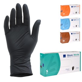 ABENA Nitrile Disposable Gloves Pack of 100 (Size S) Black, Food-Safe, Tear-Resistant, Latex-Free, Powder-Free, Hygienic Gloves for Cleaning Work, Beauty Salon, Tattoo and Home