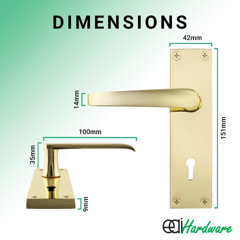 EAI Polished Brass Door Handles for Key Lock | 1