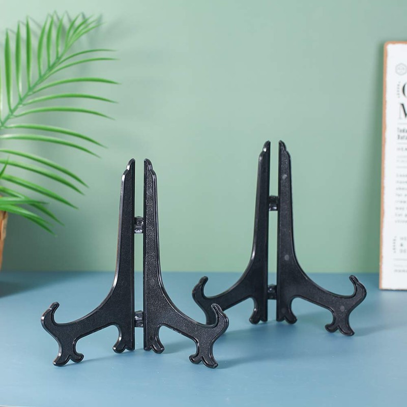 Tincogo 8" Black 6pcs/set Plastic Easels Plate Display Stands Picture