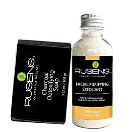 Rusens - Kit Purificante, Ayuda a Disminuir Puntos Negros, impurezas y Regula el Exceso de Grasa. Contiene Jabón de Carbón Activado y Exfoliante...   