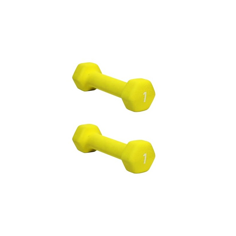 CAP Neoprene Dumbbell Weights, 1 lb Pair, Yellow