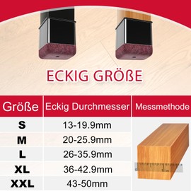 OCONDA 24 Stck Stuhlbeinkappen Eckig,Schwarz Schutzkappen fr Stuhlbeine Mit Filz,Filzgleiter, Silikon Schutzkappen fr Stuhlbeine Schr?ge, Sthle fr Verschlei?feste Stuhlbeinschoner, Durchmesser 27-36mm