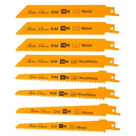Bates Choice Reciprocating Saw Blades, 8 Pack, 6 inch, Wood & Metal Cutting