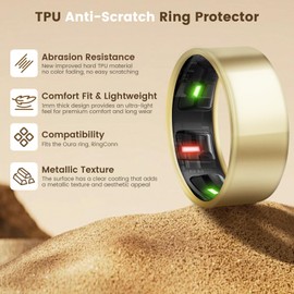 NewJourney Compatible with Oura Ring Gen 4/3 Cover | Hard TPU Anti-Scratch Ring Protector for Working Out (Gold+Rosegold, 7)