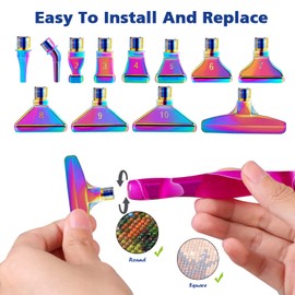 Snewvie Diamond Painting Pen Accessories Tools Set,3PCS Diamond Art Pen and 12Pcs Colorful Metal Screw Thread Multi Placer Tips,Diamond Painting Drill Pens for DIY Diamond Art