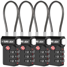 Seguro Lock Cerraduras de equipaje aprobadas por la TSA, alerta abierta, esferas de fácil lectura, cerraduras de equipaje de viaje para veliz, cerraduras de equipaje, negro 4 unidades, One_Size