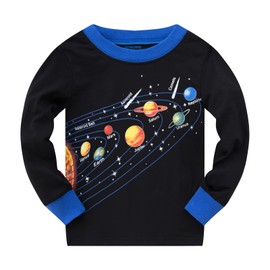 Boys Pyjamas Sets Solar System Space Pyjamas Cotton Long Sleeve Christmas Pjs 2 Piece Outfit Pajamas for Kids Clothes 2-11 Years A-black