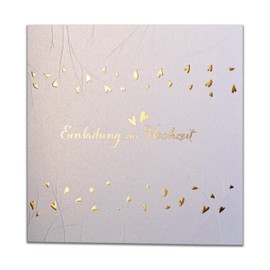 Art Nuvo Wedding Invitations - Set of 20 135 x 135 mm with Printable Inserts and Envelopes for Wedding - Coloured Metallic Foil Pressed Pattern on Metallic Paper ZAP_DE_22