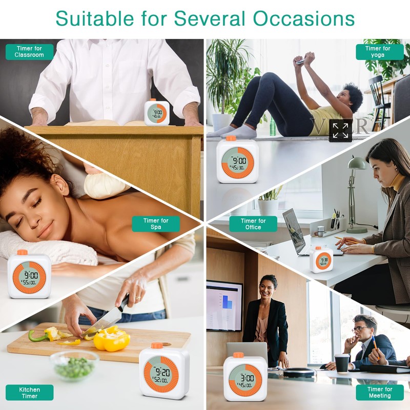 ORIA Visual Timer, 3-in-1 Clock with Visual Timer, Large LCD