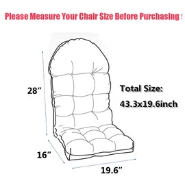 Waterproof Adirondack Chair Cushion,44inch Rocking Chair Cushion,High Back Patio Cushions Indoor and Outdoor Furniture Chair Cushions Pads with Ties (Style B)