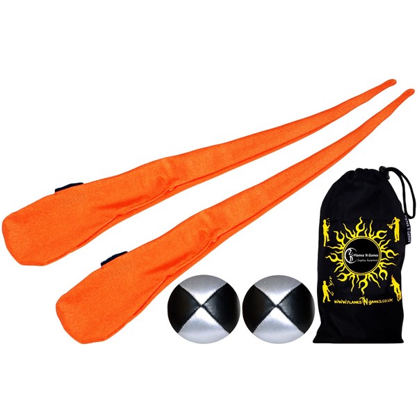 Flames 'N Games Sock Poi (ORANGE) Spinning Poi - Pair