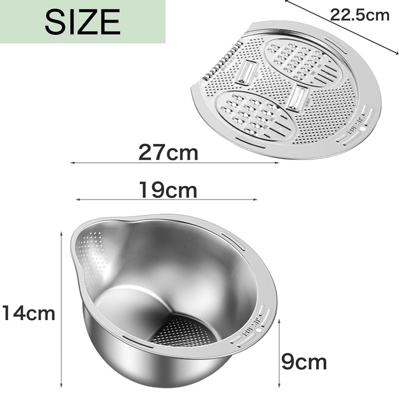 Asdays Bowl, Treme Monkey, Slice, Shredd, Wave, Rice Washer, Draining