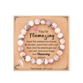 DATOA Flamingo Bracelet Jewelry You Are Flamazing Flamingo Bracelet Gifts for Women Natural Stone Inspirational Bracelet Flamingo Themed Gifts-You Are1