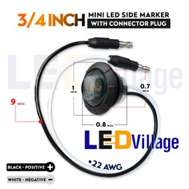 Ledvillage 20 Pcs 3/4 Inch Mini Round Smoked Lens Amber LED Button Side Marker Lights 3 LED with Connector Plugs for Trailer Truck Lorry SUV ATV RV Bus Clearance Signal Lamps 12V DC