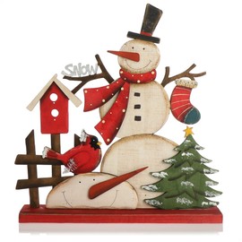 com-four® Decorative Stand for Christmas - Wooden Snowman for Standing - Christmas Decoration for Decorating and Giving (01 Pieces - Snowman 30 cm)
