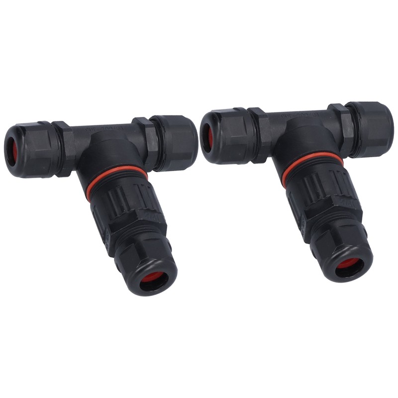 2Pcs 3 Way Junction Box Waterproof T Shape Cord Connector