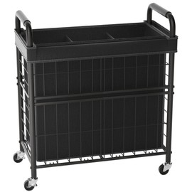 Laundry Hamper 3 Section, 145L Rolling Laundry Sorter Basket with Wheels, 3 Compartment Clothes Organizer Cart, Pull-Out Removable Bags for Laundry Room, Bathroom, Bedroom, Black