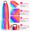 6PCS Colored Hair Extensions for Kids, Gradient Rainbow Braid Ponytail