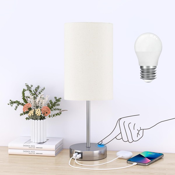 AKASUKI 18Inch Table Lamp with Dual Charging Station, 3 Way