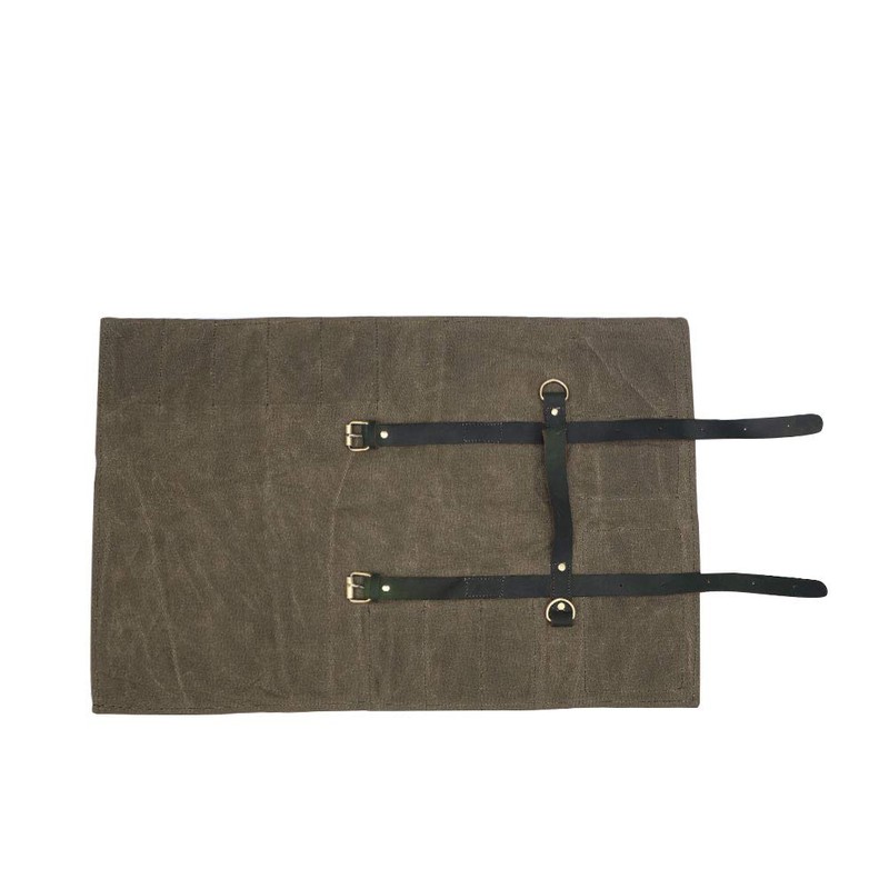 Large Chef’s Knife Roll Bag, Heavy Duty Waxed Canvas Knife