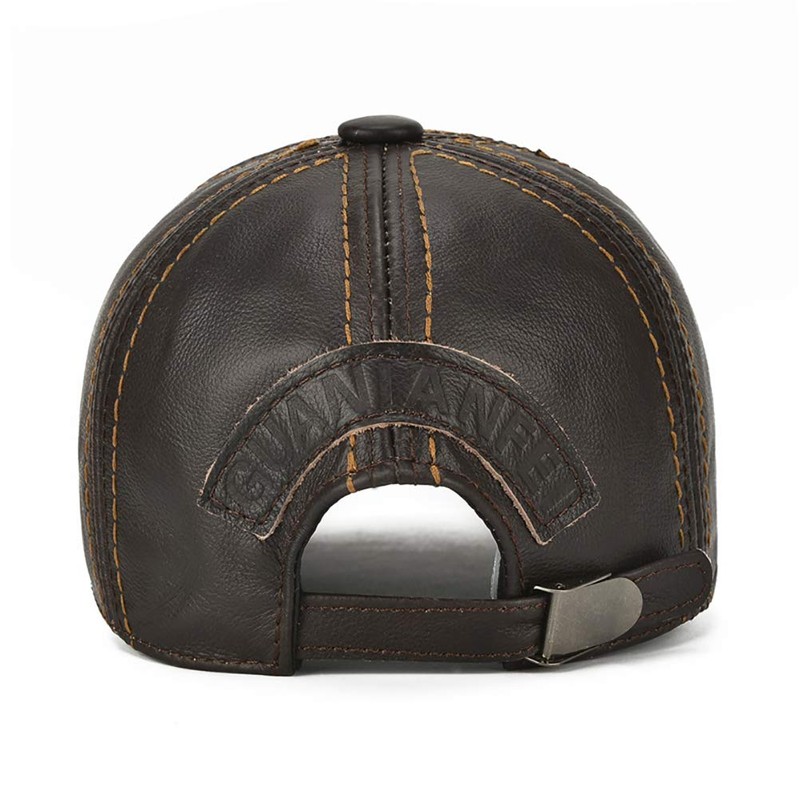 Gudessly Adjustable Men's Genuine Cowhide Leather Baseball Cap for Fall