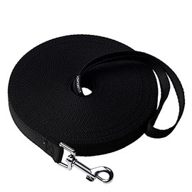 Siumouhoi Dog/Puppy Obedience Recall Training Agility Lead- 15 ft 20 ft 30 ft 40 ft 50 ft Long Leash -for Training Leash ，Play, Camping, or Backyard (15Feet, Black)
