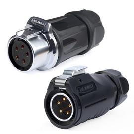 CNLINKO LP-20 5 PIN Waterproof Connector, IP68 Circular Connector, Quick Plugging Aviation Connector, PBT Plastic Shell Solder Connector, Marine Industry Connector Male Plug Inline Plug-In (5 PIN)