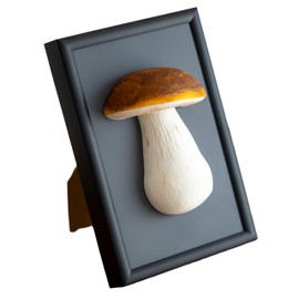3D-Printed Porcini Mushroom - Hand-Painted - 10x15 cm Aluminum Frame - Unique Wall or Table Decor