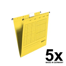 Original Falken 5-pack hanging file UniReg. Made in Germany. Made of recycled cardboard for DIN A4 open sided yellow Blue Angel ideal for loose leaf filing in the office and public authority