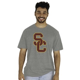 Blue 84 Men's USC Trojans Tri-Blend T-Shirt Vintage Icon Heather Grey, Grey, X-Large