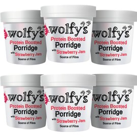 Wolfys Protein Boosted Porridge with Strawberry Jam 91g (Packof 6)