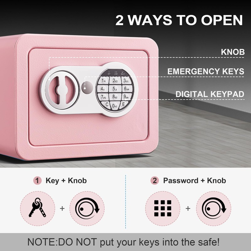 Marcree 0.23 Cubic Small Safe Box for Home, Mini Digital