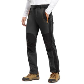 TBMPOY - Pantalones de esquí para hombre, impermeables, forro polar, para exteriores, senderismo, montaña, con cinturón, 02, color gris oscuro, XXL